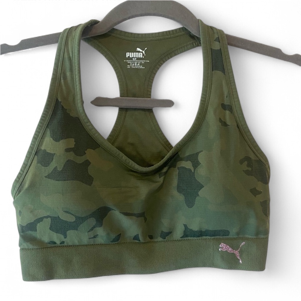 PUMA CAMO SPORTS BRA ATHLEISURE ACTIVEWEAR GYM FITNESS WORKOUT SIZE SMALL